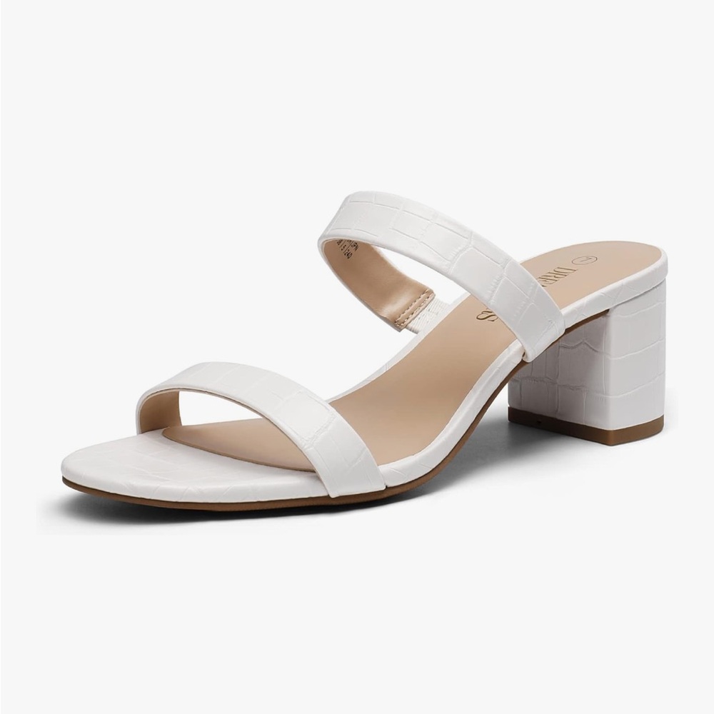 Dream Pairs White Stone Chunky Block Heel